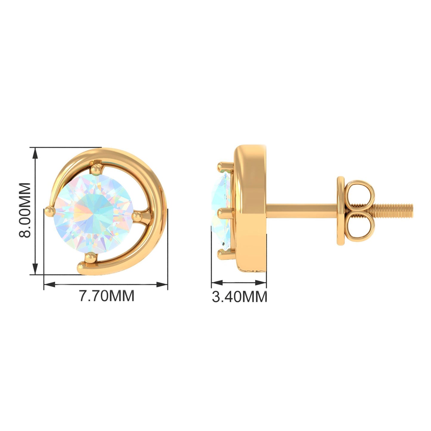 1 Carat Prong Set Ethiopian Opal Solitaire Stud Earrings
