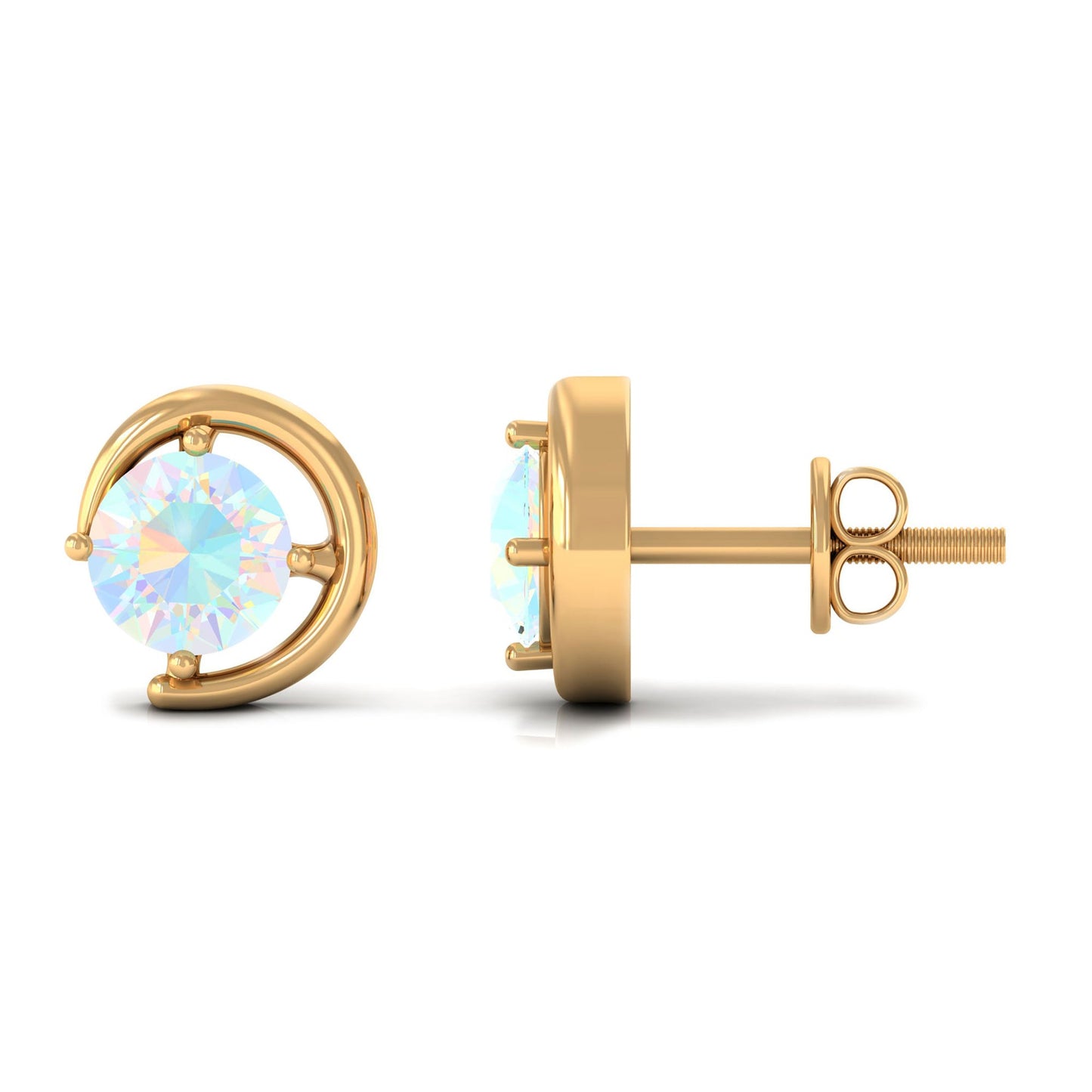 1 Carat Prong Set Ethiopian Opal Solitaire Stud Earrings