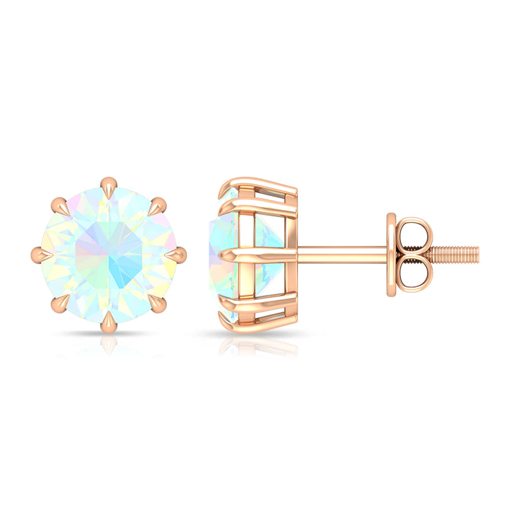 Natural 4 Carat Rainbow Ethiopian Opal Earrings with Screw Back