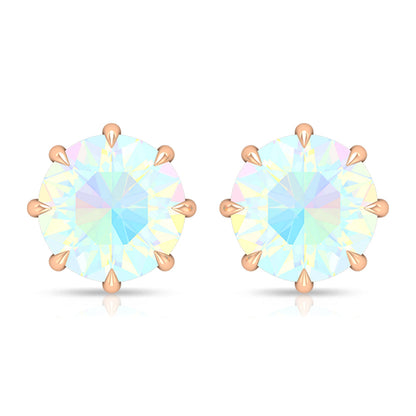 Natural 4 Carat Rainbow Ethiopian Opal Earrings with Screw Back