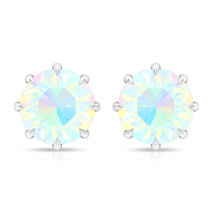 Natural 4 Carat Rainbow Ethiopian Opal Earrings with Screw Back
