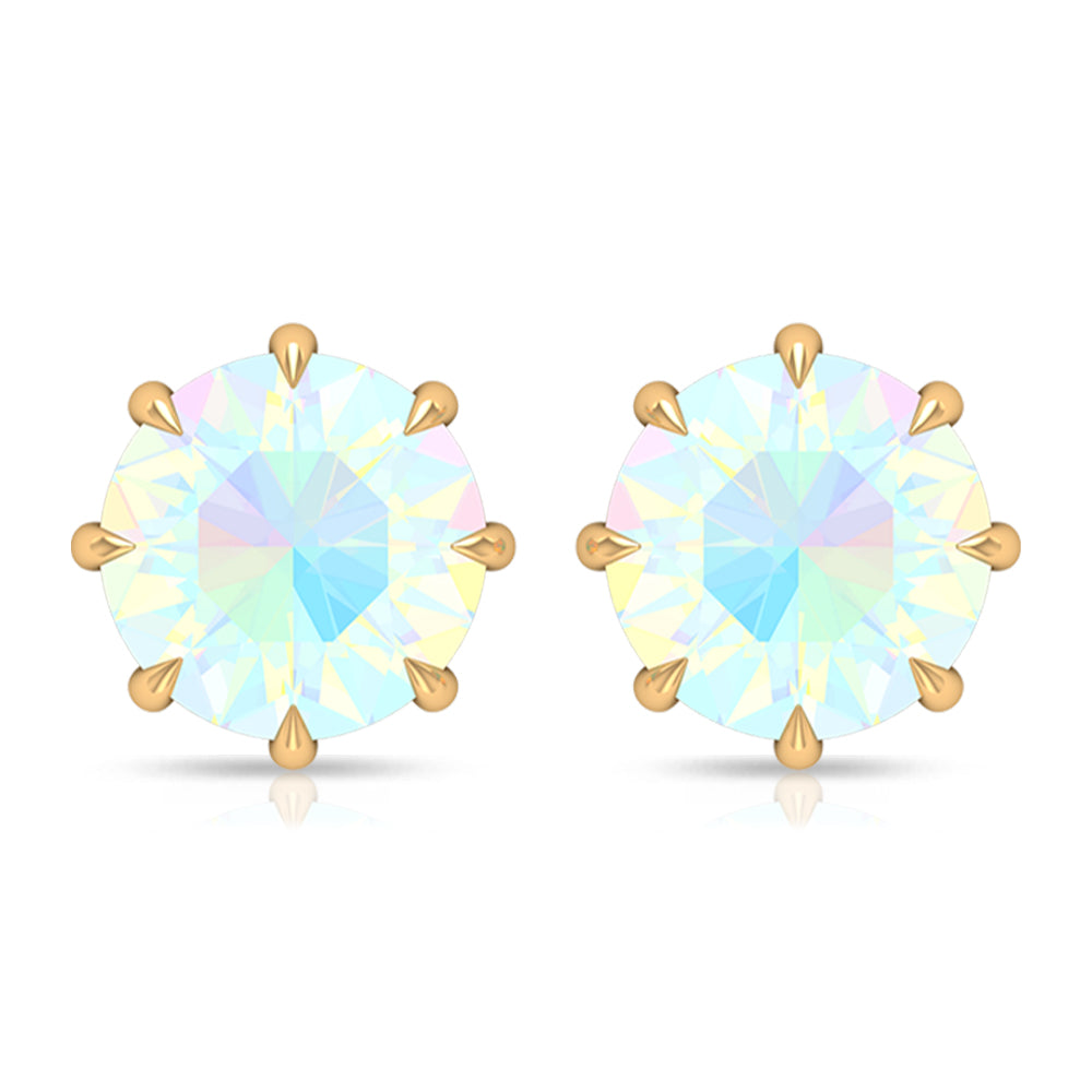 Natural 4 Carat Rainbow Ethiopian Opal Earrings with Screw Back