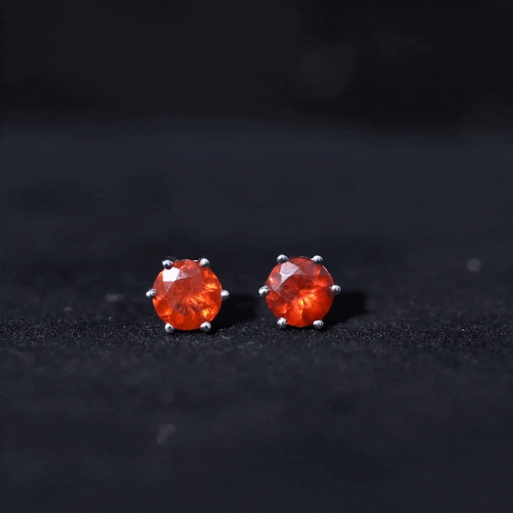 1.5 Carat Round Fire Opal Solitaire Stud Earrings