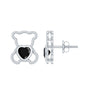 Heart Shape Lab Created Black Diamond Teddy Bear Stud Earrings