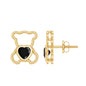 Heart Shape Lab Created Black Diamond Teddy Bear Stud Earrings