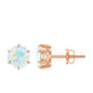 1.6 Carat Round Ethiopian Opal Solitaire Stud Earrings in 6 Claw Setting