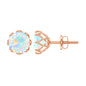 1.6 Carat Decorative Ethiopian Opal Solitaire Stud Earrings