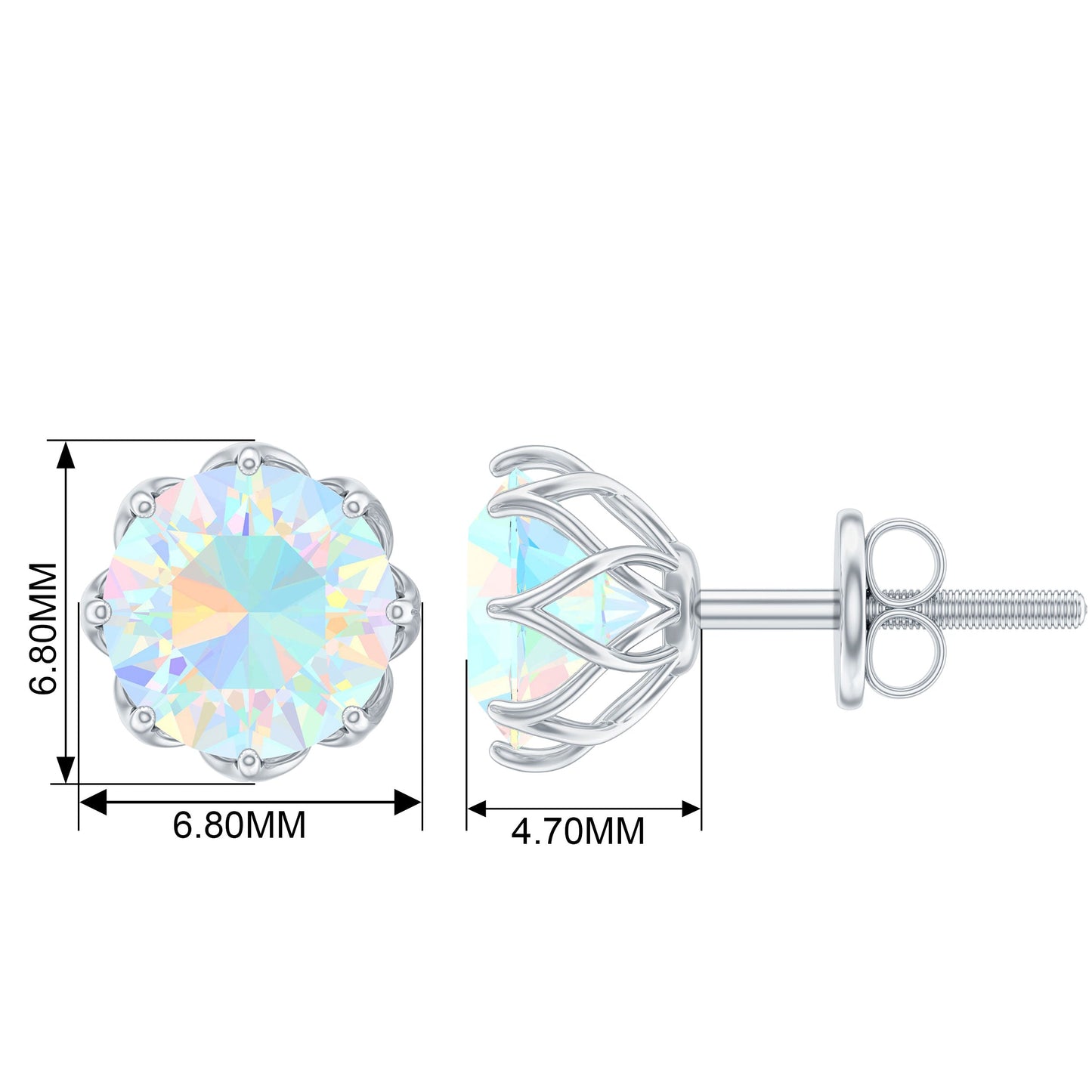 1.6 Carat Decorative Ethiopian Opal Solitaire Stud Earrings