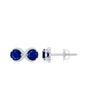 Simple Blue Sapphire Two Stone Infinity Stud Earrings