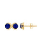 Simple Blue Sapphire Two Stone Infinity Stud Earrings