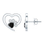 Heart Shape Black Spinel Paw Stud Earrings with Moissanite