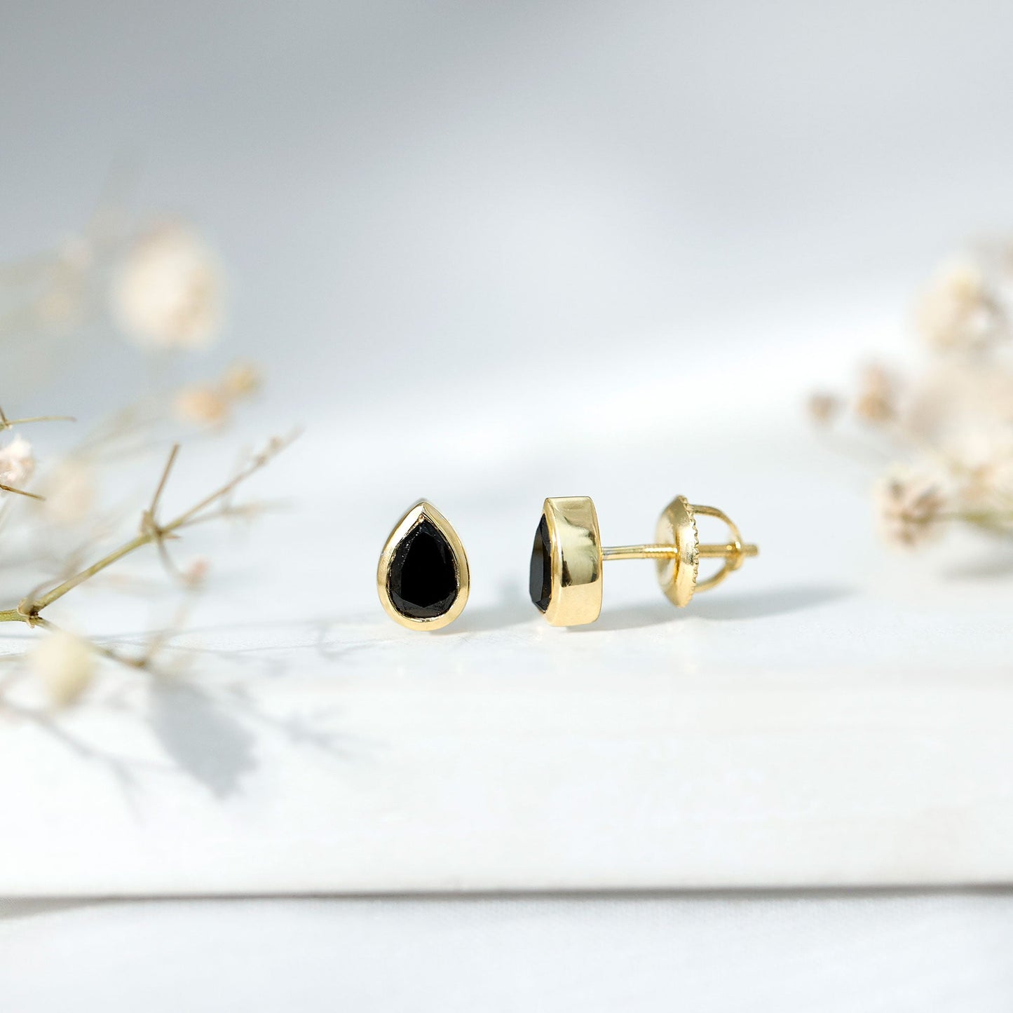 Pear Shaped 1.5 Carat Lab Grown Black Diamond Stud Earrings for Women