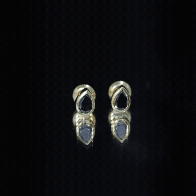 Natural 1.15 Carat Black Diamond Stud Earrings with Bezel Set