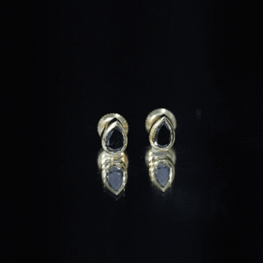 Natural 1.15 Carat Black Diamond Stud Earrings with Bezel Set