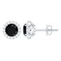 1.6 Carat Round Lab Created Black and White Diamond Halo Stud Earrings
