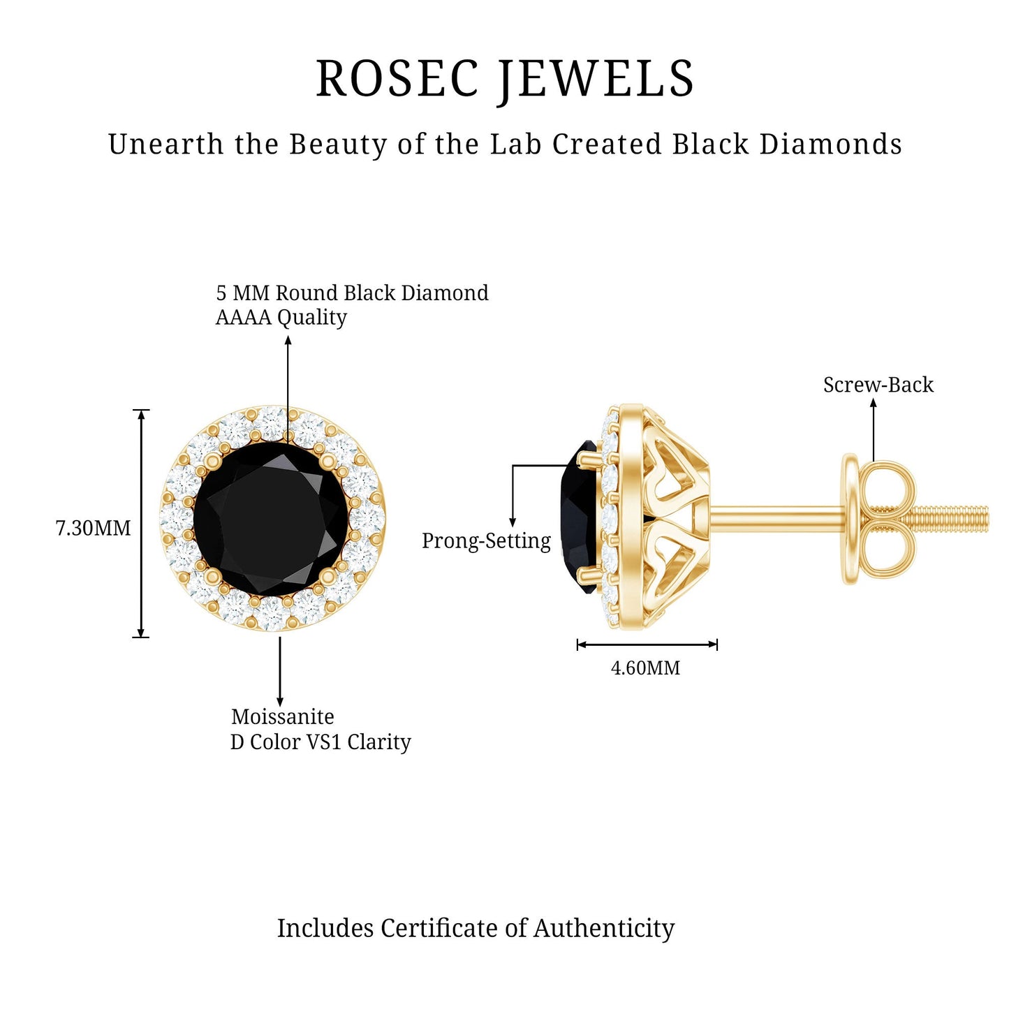 1.6 Carat Round Lab Created Black and White Diamond Halo Stud Earrings