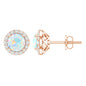 Natural Ethiopian Opal and Moissanite Halo Stud Earrings