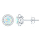 Natural Ethiopian Opal and Moissanite Halo Stud Earrings