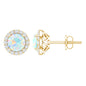 Natural Ethiopian Opal and Moissanite Halo Stud Earrings
