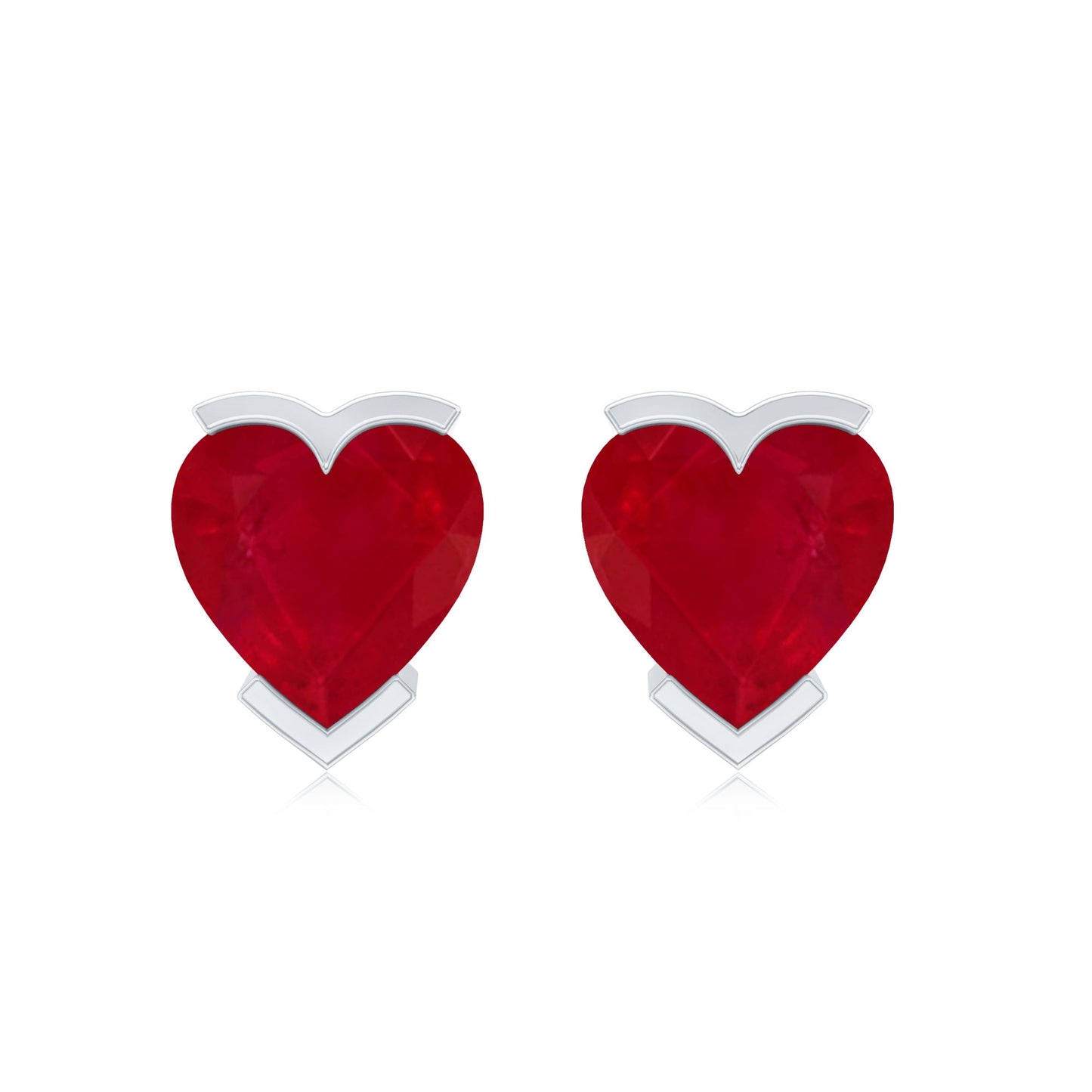 1.3 CT Heart Shape Ruby Solitaire Stud Earrings