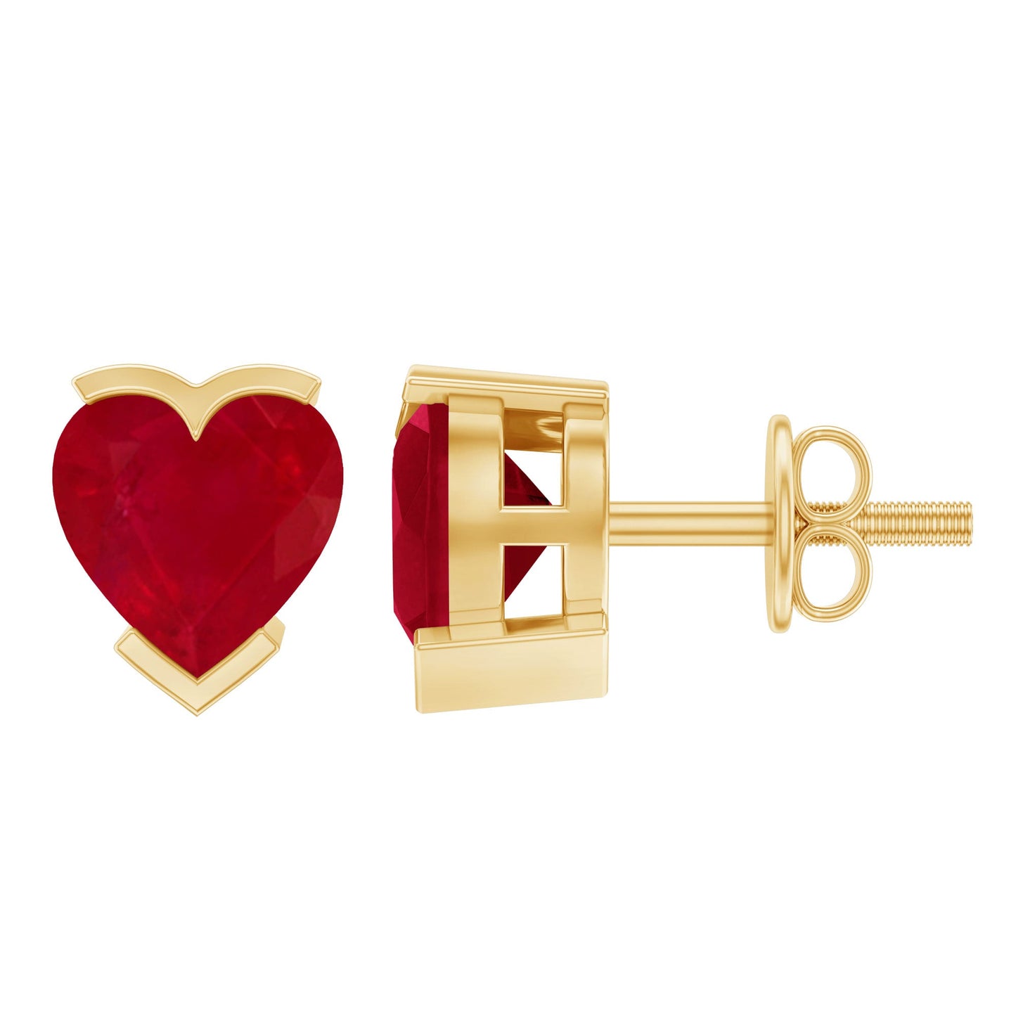 1.3 CT Heart Shape Ruby Solitaire Stud Earrings