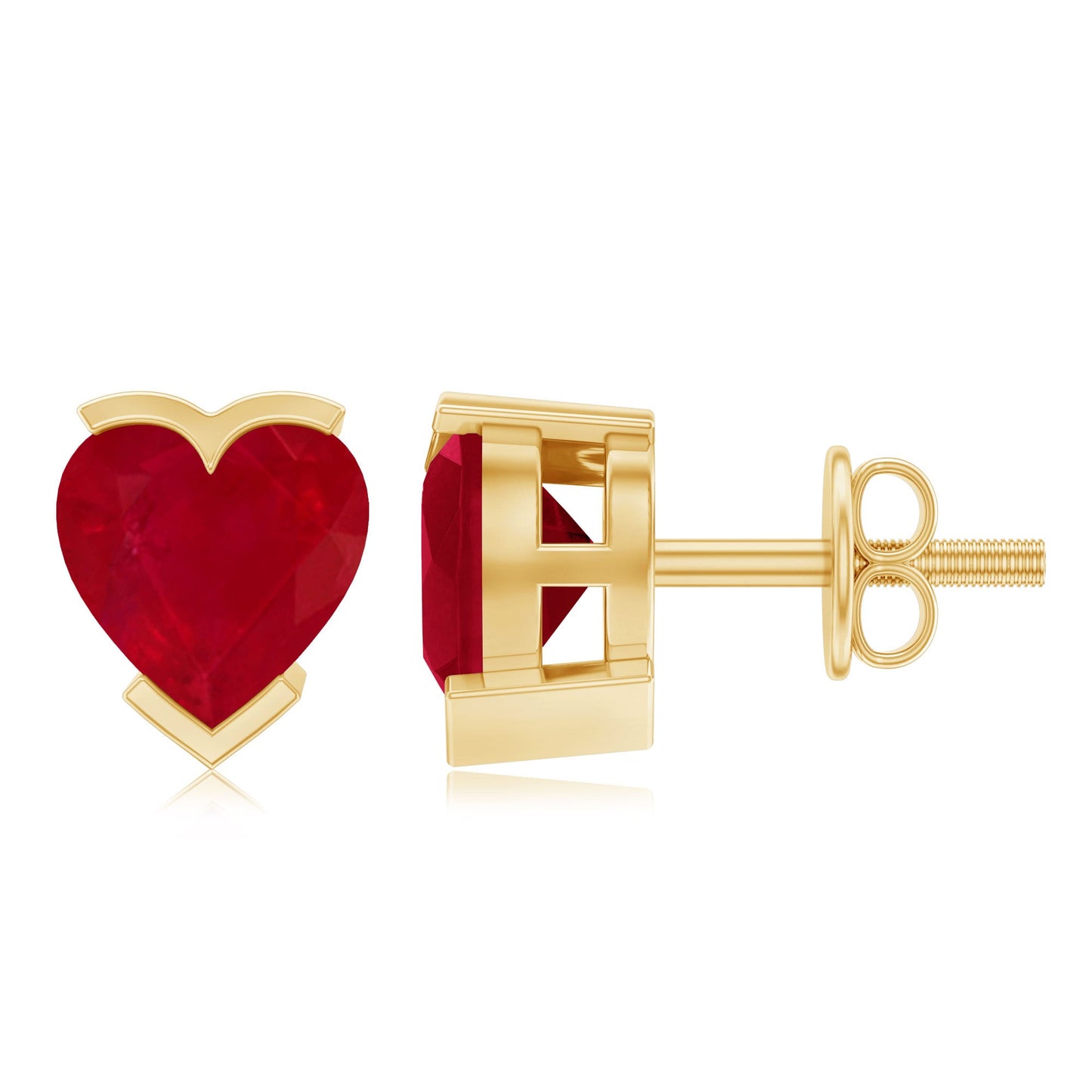 1.3 CT Heart Shape Ruby Solitaire Stud Earrings