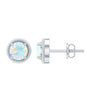 1 Carat Round Shape Ethiopian Opal Solitaire Stud Earrings