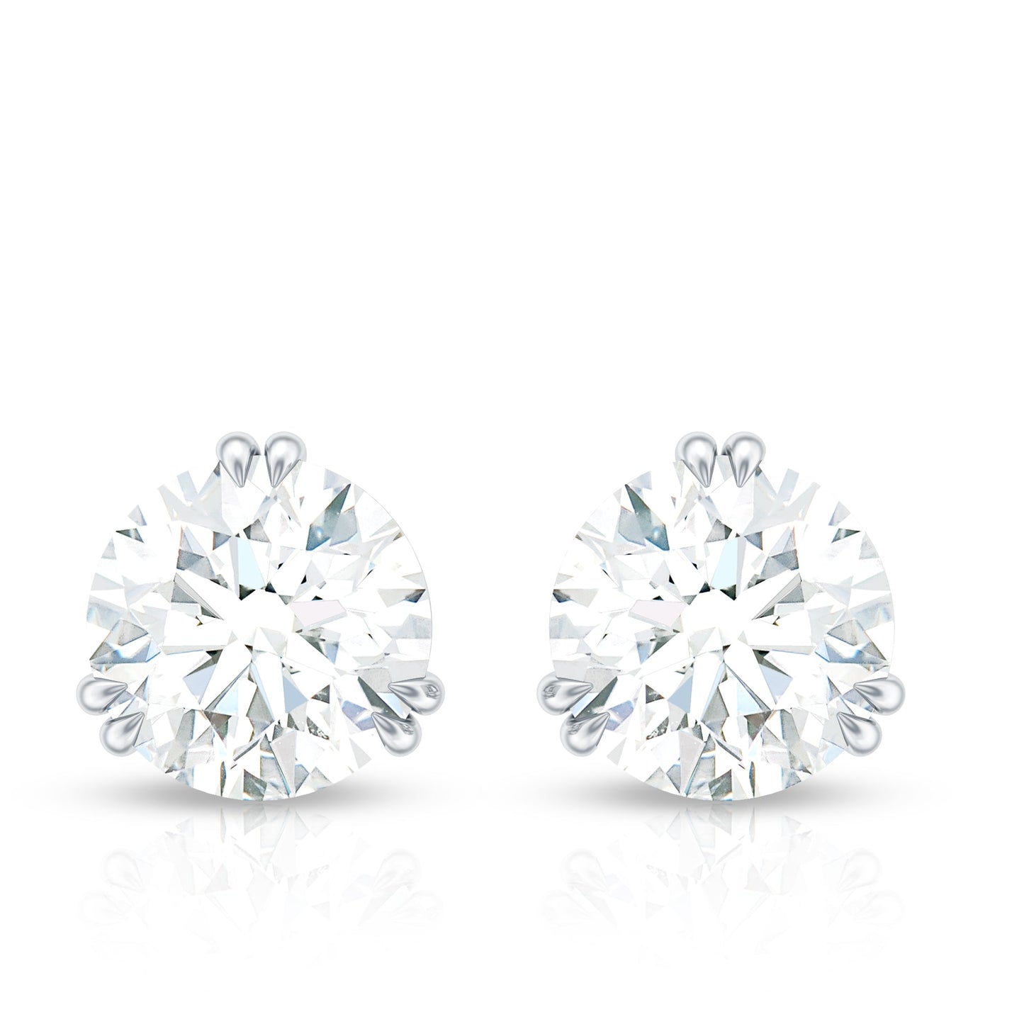 2.73 Carat Round Shape Moissanite Solitaire Stud Earrings