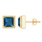 2 Carat Princess Cut London Blue Topaz Stud Earrings