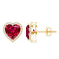 Heart Shape Lab Grown Ruby Stud Earrings For Her
