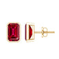 1.5 Carat Emerald Cut Lab Grown Ruby Stud Earrings in Bezel Set