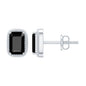 Genuine Black Onyx Emerald Cut Stud Earring with Twisted Rose Frame