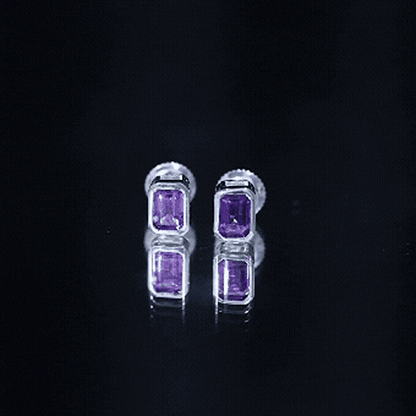 Bezel Set 1.2 Carat Amethyst Stud Earrings In Silver