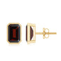 1.4 CT Emerald Cut Garnet Solitaire Stud Earrings in Bezel Setting