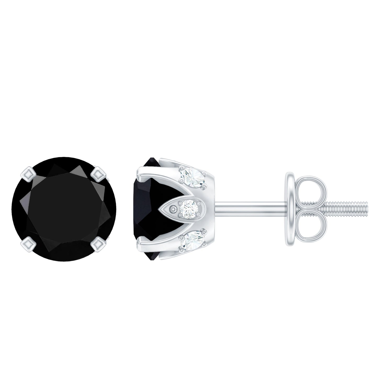 2.6 Carat Lab Created Black Diamond Stud Earrings with White Diamond