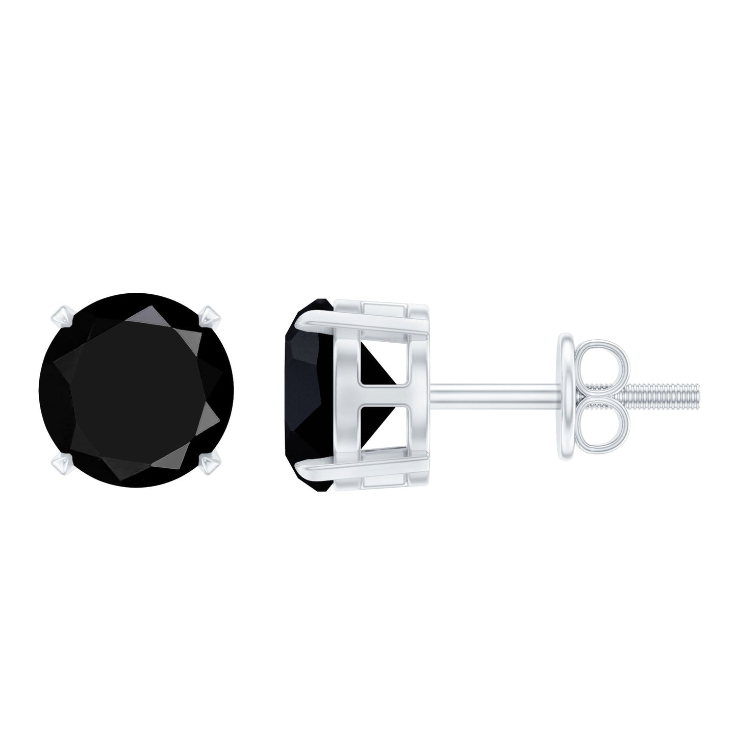 Round Cut Black Onyx Solitaire Stud Earrings
