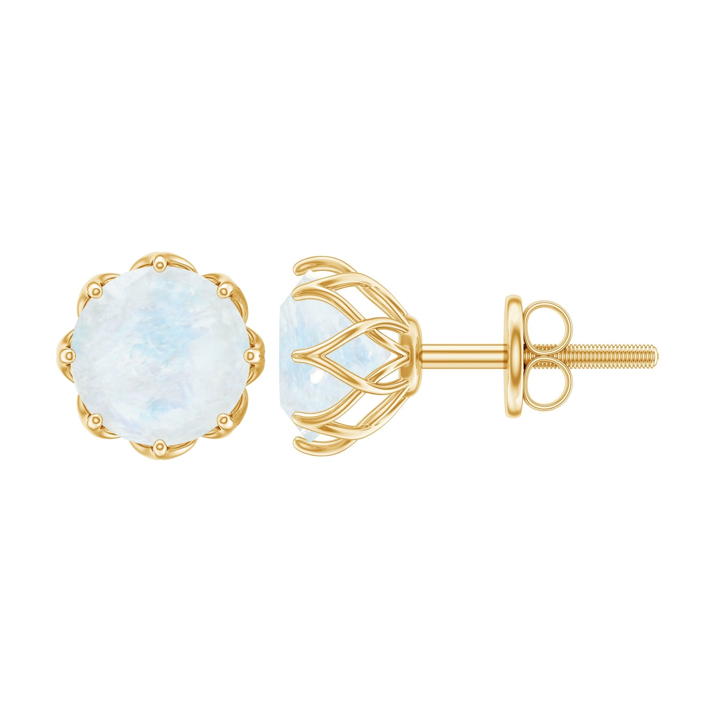 6 MM Decorative Set Moonstone Solitaire Stud Earrings