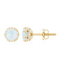 Round Cut Genuine Moonstone and Diamond Stud Earrings