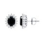 2 Carat Oval Cut Black Onyx Stud Earrings with Moissanite Halo