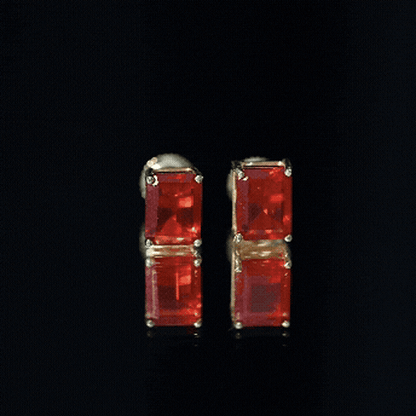 2 CT Emerald Cut Fire Opal Solitaire Stud Earrings for Women