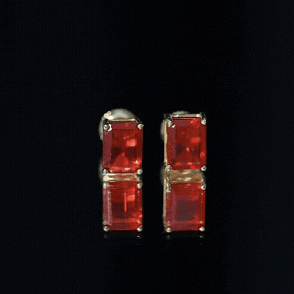 2 CT Emerald Cut Fire Opal Solitaire Stud Earrings for Women