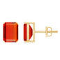 2 CT Emerald Cut Fire Opal Solitaire Stud Earrings for Women