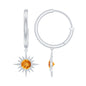 Natural Citrine Sunburst Drop Hoop Earrings