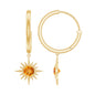 Natural Citrine Sunburst Drop Hoop Earrings