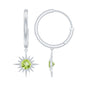 Round Shape 1 Carat Peridot Sunburst Hoop Drop Earrings For Women