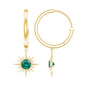 0.5 Carat Round Cut Lab Created Emerald Sunburst Hoop Earrings