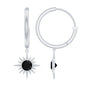 Natural Black Onyx Sunburst Hoop Drop Earrings