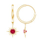 Lab Created Ruby Hoop Drop Earrings With Certificate