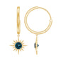 Real London Blue Topaz Sunburst Hoop Drop Earrings for Women