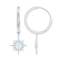 Natural 0.7 Carat Moonstone Sunburst Drop Earrings with Hinged Hoop